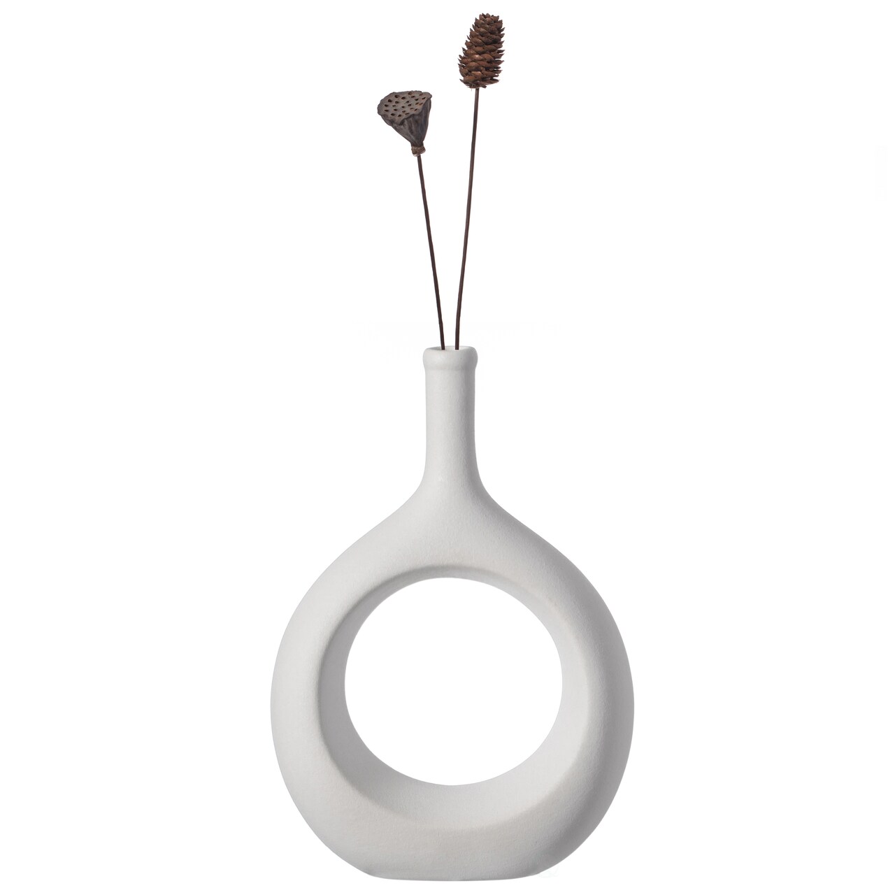 Contemporary White Ceramic Unique Shaped Flower Table Vase Centerpiece